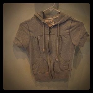 Short sleeved cropped track coat